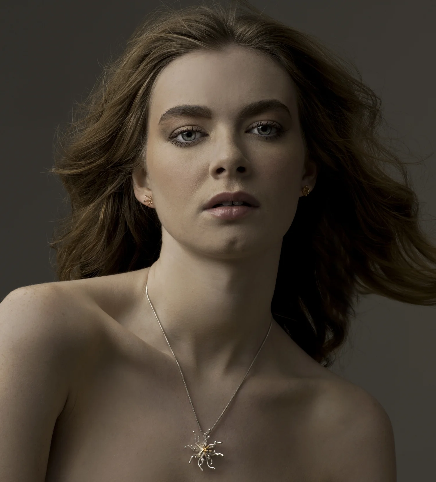 Silver Nebula Pendant with Rose Gold centre with matching rose gold earrings by Martina Hamilton.jpg
