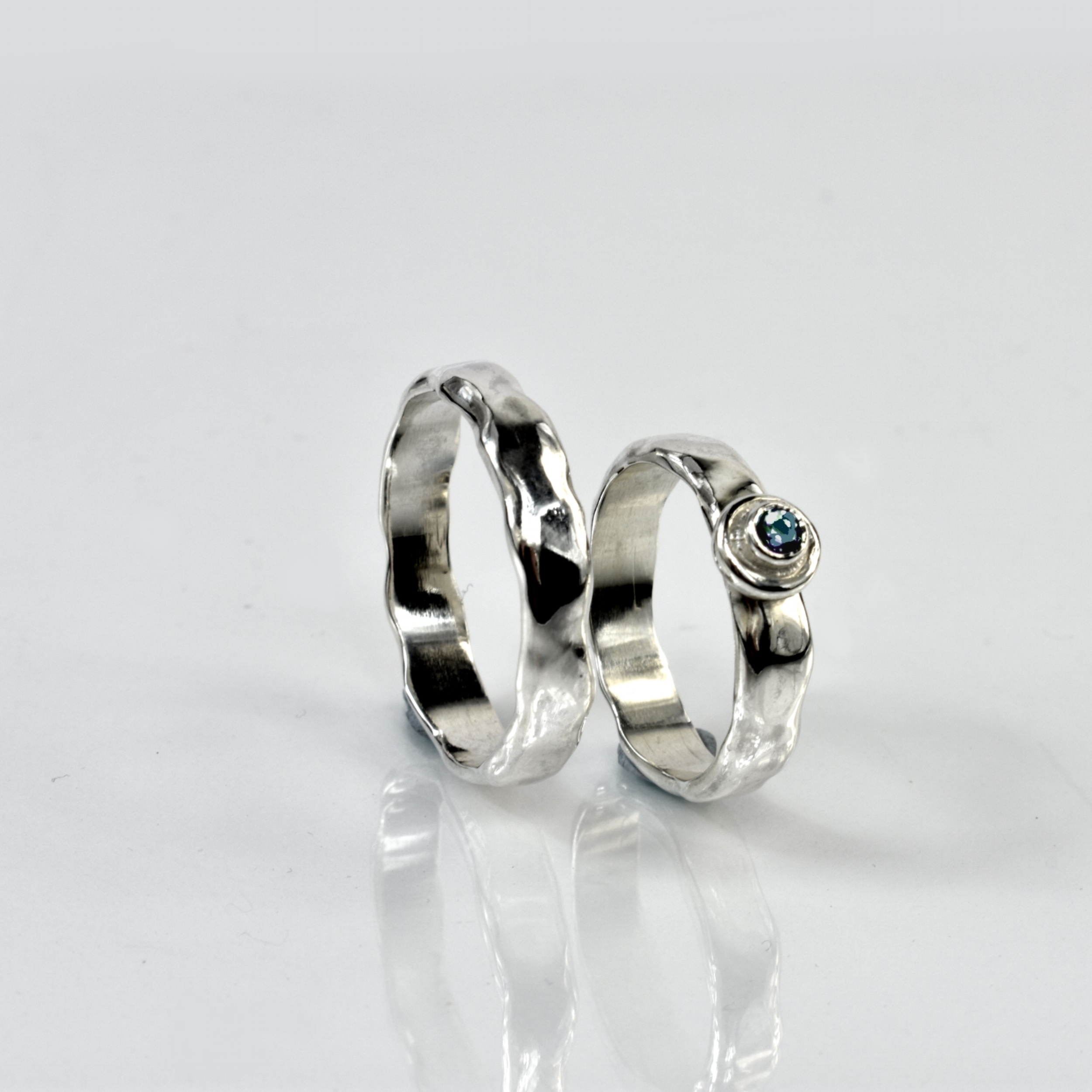 Bespoke commissioned silver wedding bands.