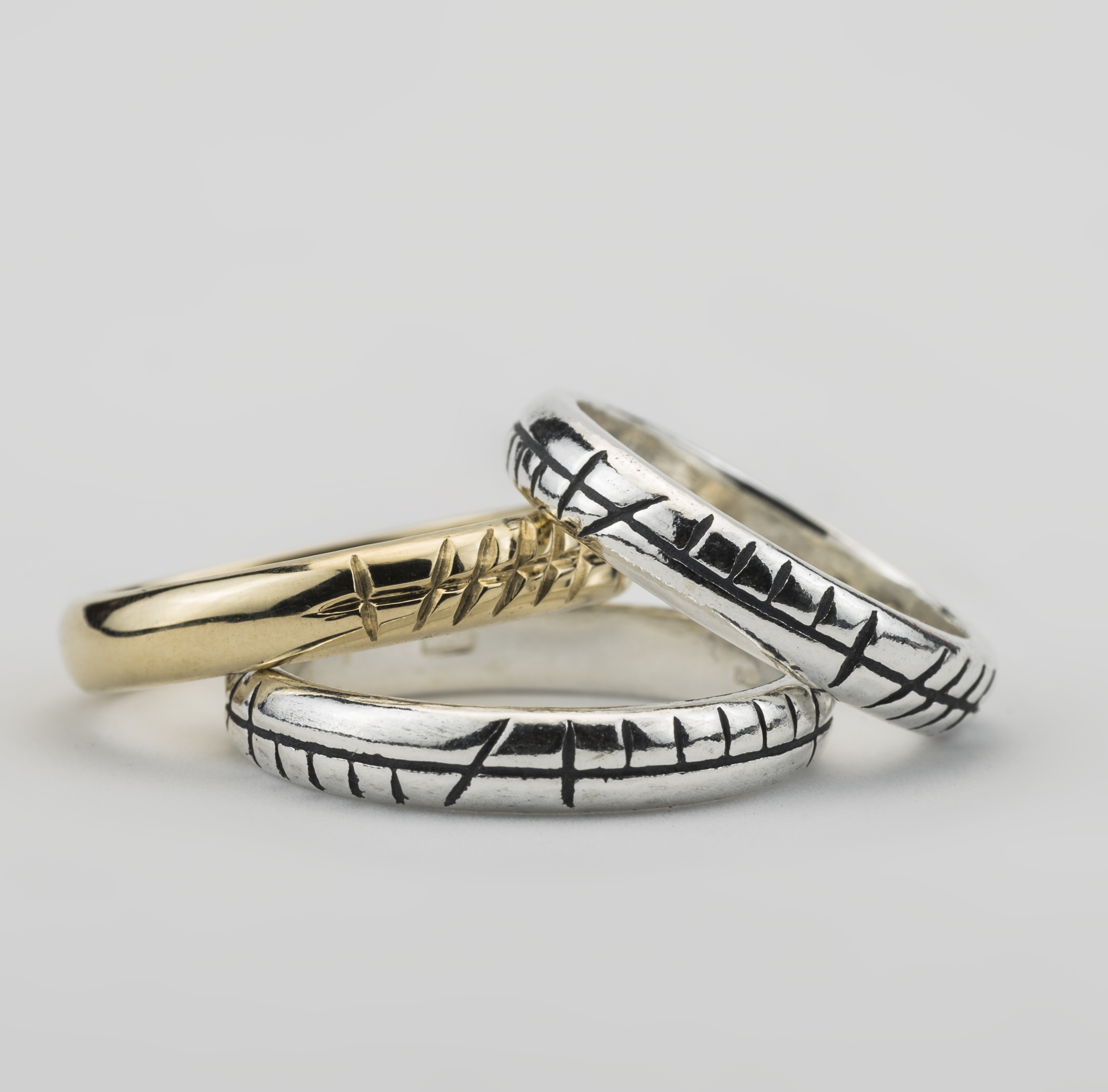 Silver and Gold Ogham customised  rings