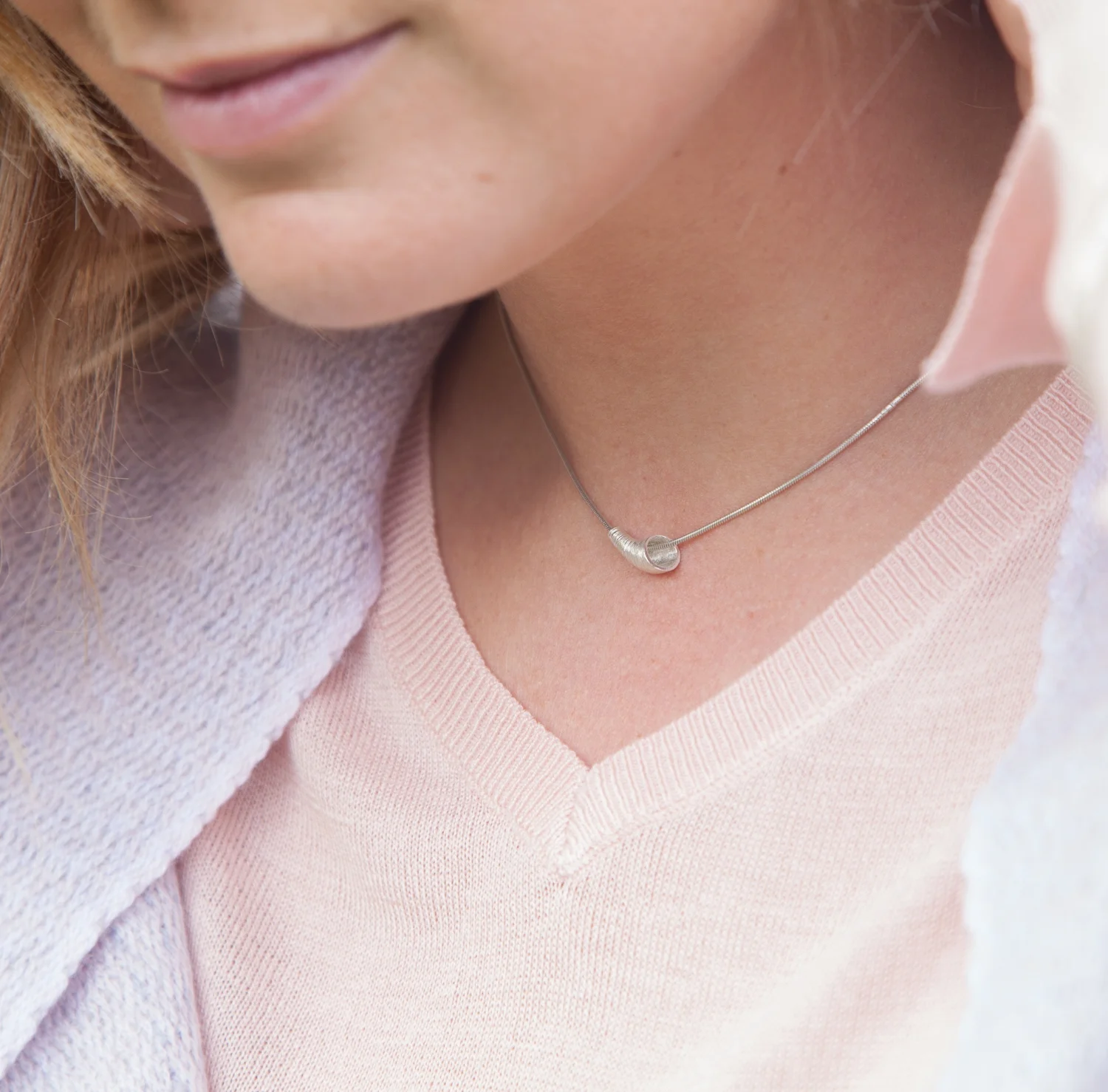 Martina Hamilton Shell Hearts Core Pendant on Snake Chain