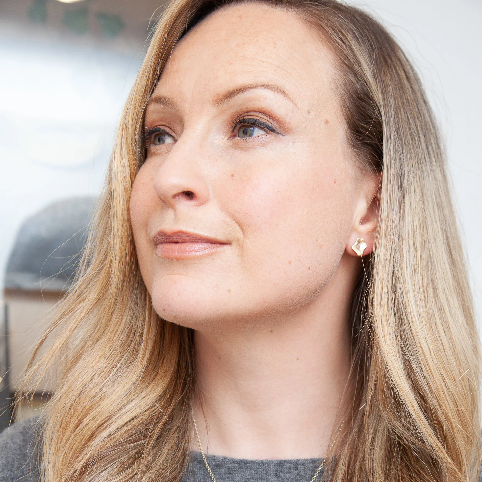 Reflections Solid Gold Stud Earrings Petite — Martina Hamilton