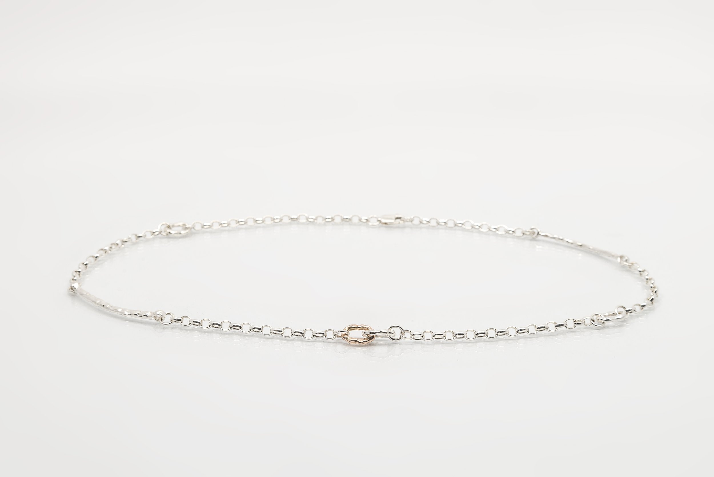 Martina Hamilton Island Links Necklace Hallmarked Sterling Silver with 9 carat rose gold hand made links