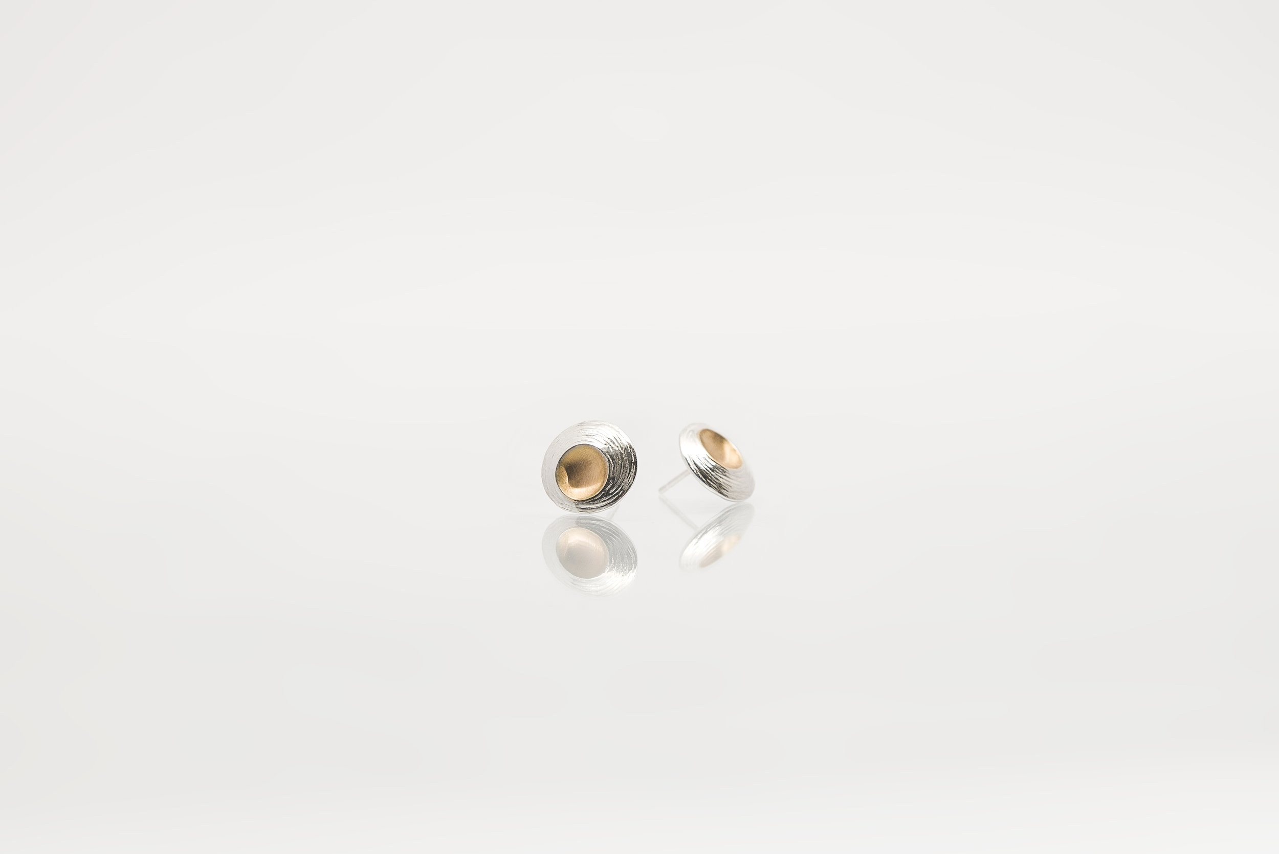 Martina Hamilton Moonshell Collection Stud Earrings in hallmarked sterling silver with 22 carat hand gold plated detail.