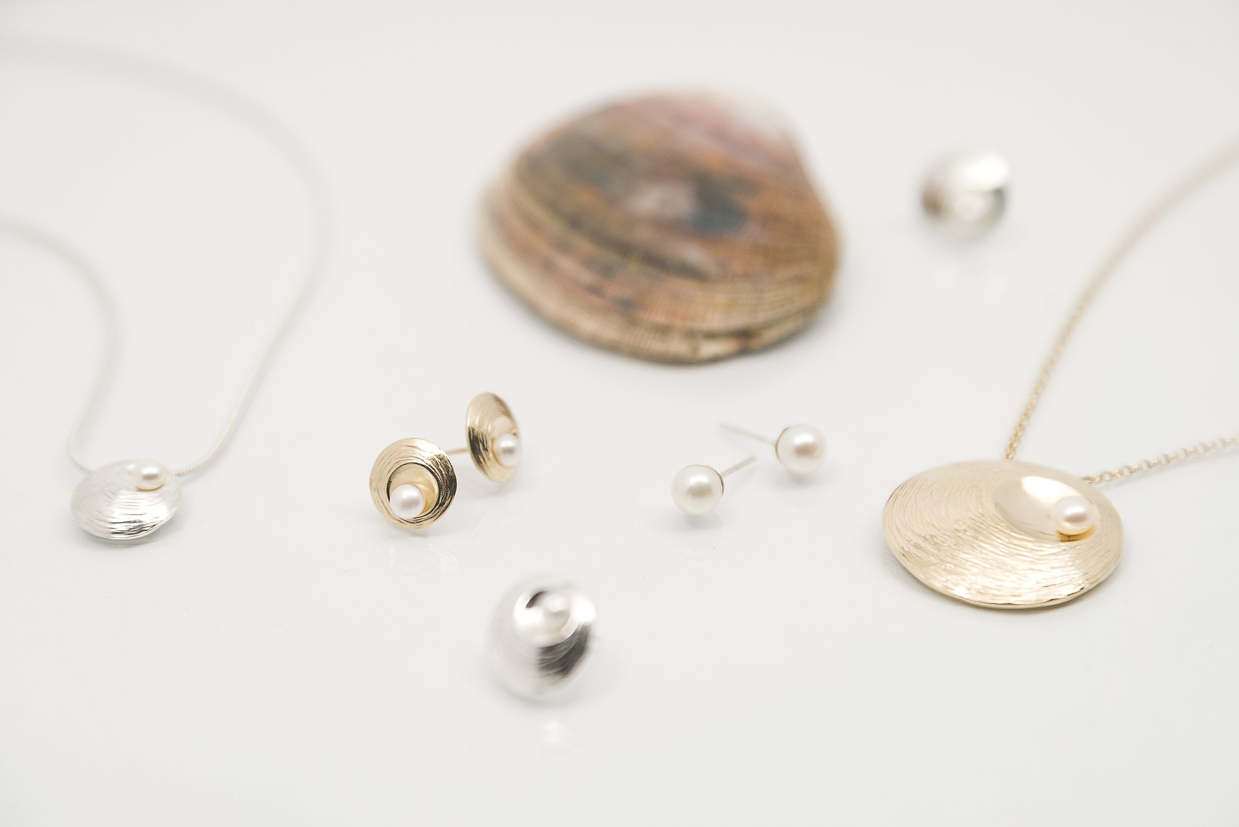 Martina Hamilton Oyster Pearl Collected Pieces in Gold and Silver with Atlantic Shells