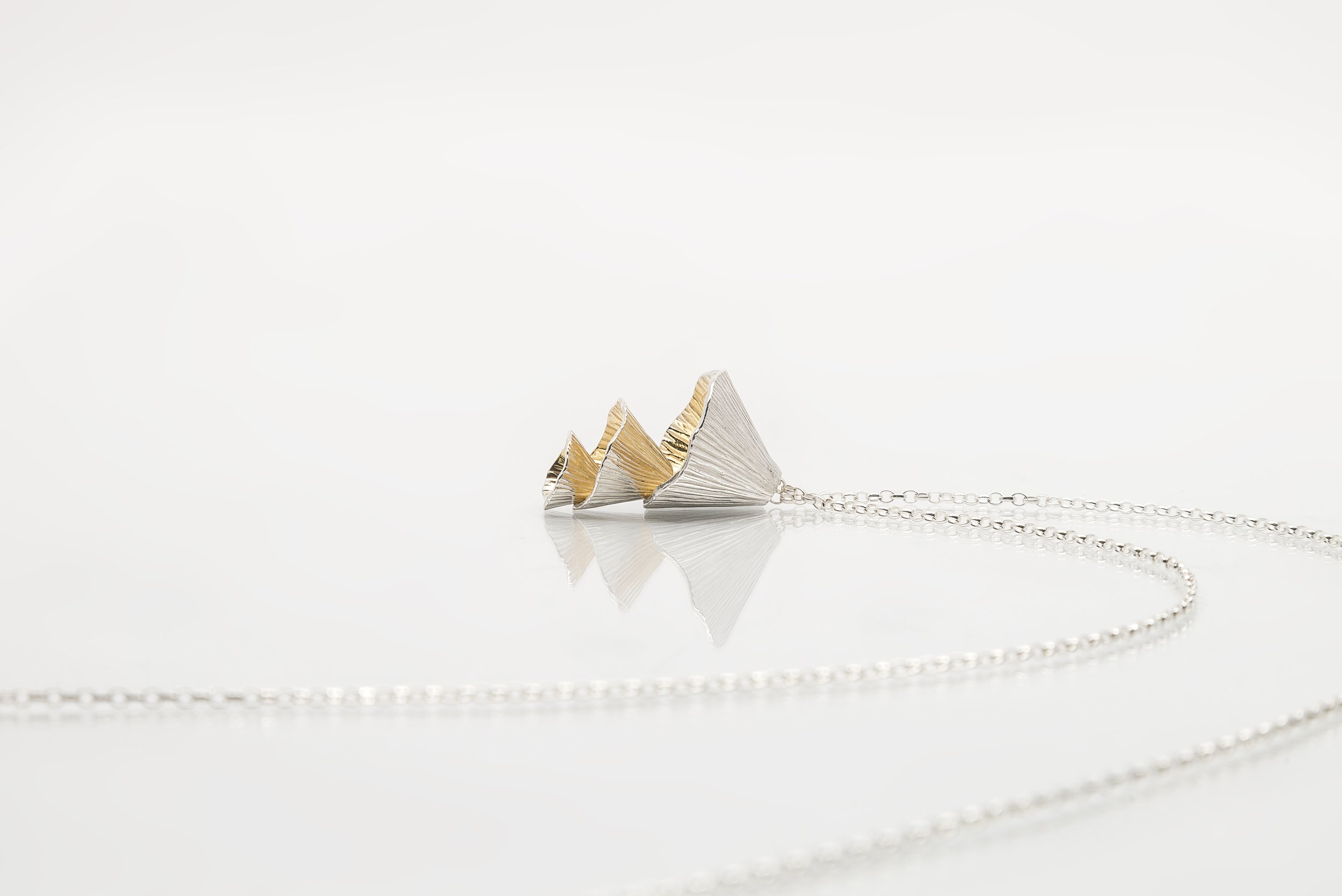 Martina Hamilton Triple Shell Cone Pendant in silver and 22 carat gold plating