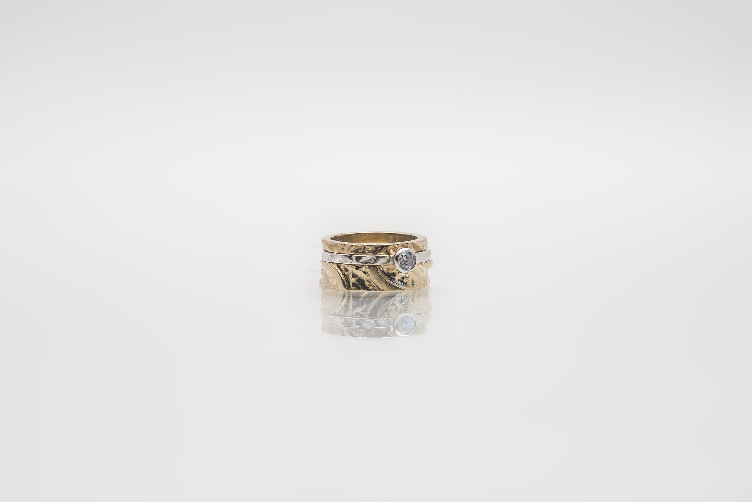 Handmade Collectable Stack Rings in Gold Silver and Platinum by Martina Hamilton 