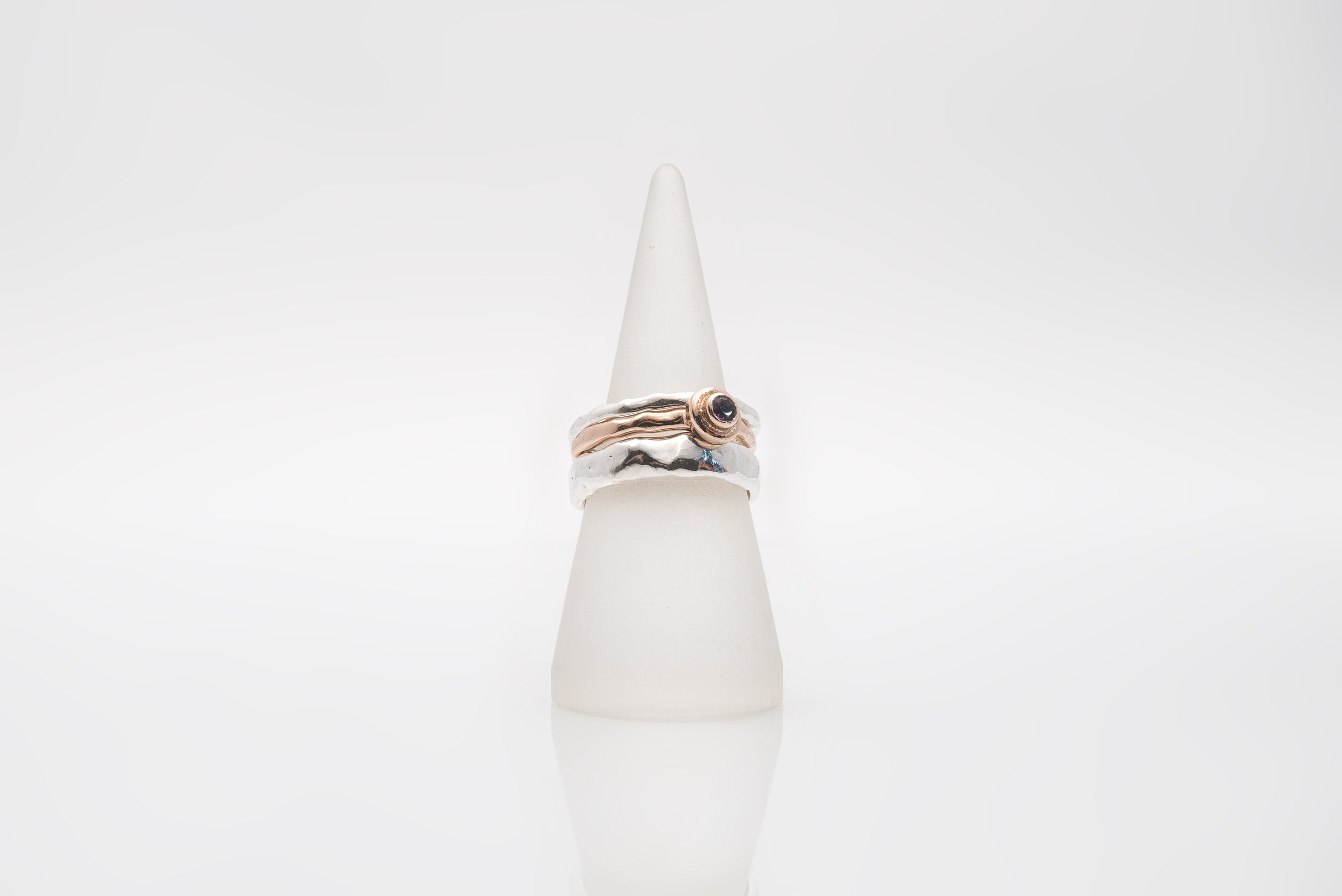 Island Links Collection of Designer Gold and platinum stackable rings