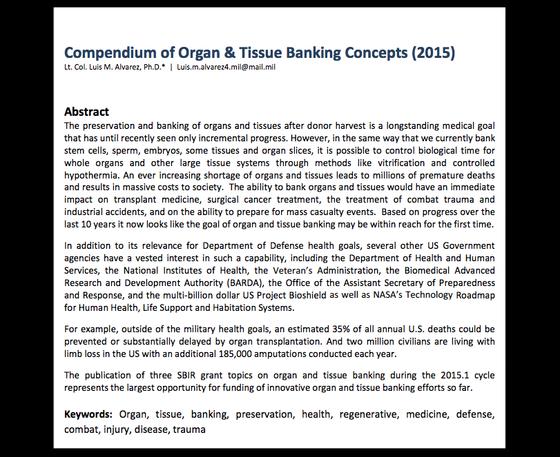 Compendium of Organ & Tissue Banking Concepts (2015)