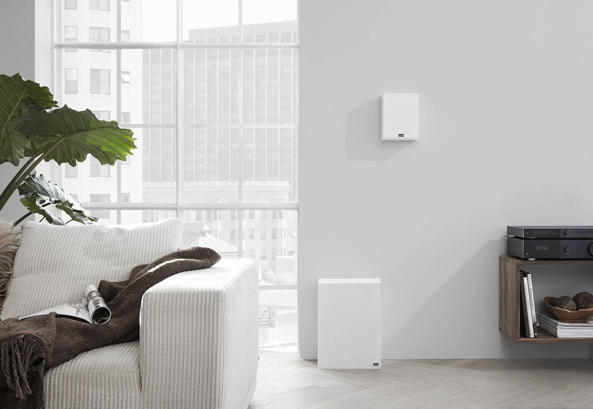 MH-2 Satellite Speaker and BW-2 Reference Subwoofer, both available in Gloss Black or Matt White,