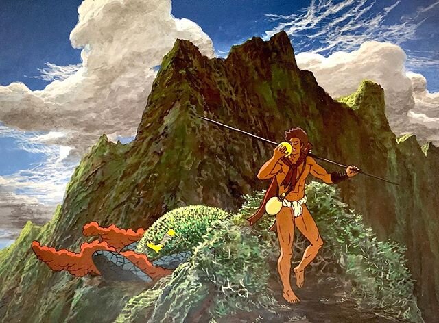 Part 4: The Conclusion!:) Lonoka&rsquo;ehu is trapped within a dome of kukui nut trees with all but a leg protruding. His 8 massive stones have crashed to the earth with the demise of their controller as Kamapua&rsquo;a casually walks away nibbling o