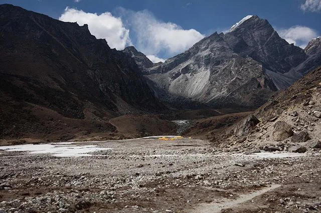 Taken on the way to Everest earlier this year as we filmed a documentary for National Geographic. The weather cleared just for a moment and let me take this shot of one of the team's BaseCamps as they prepared for an acclimatisation trip! Truly some 
