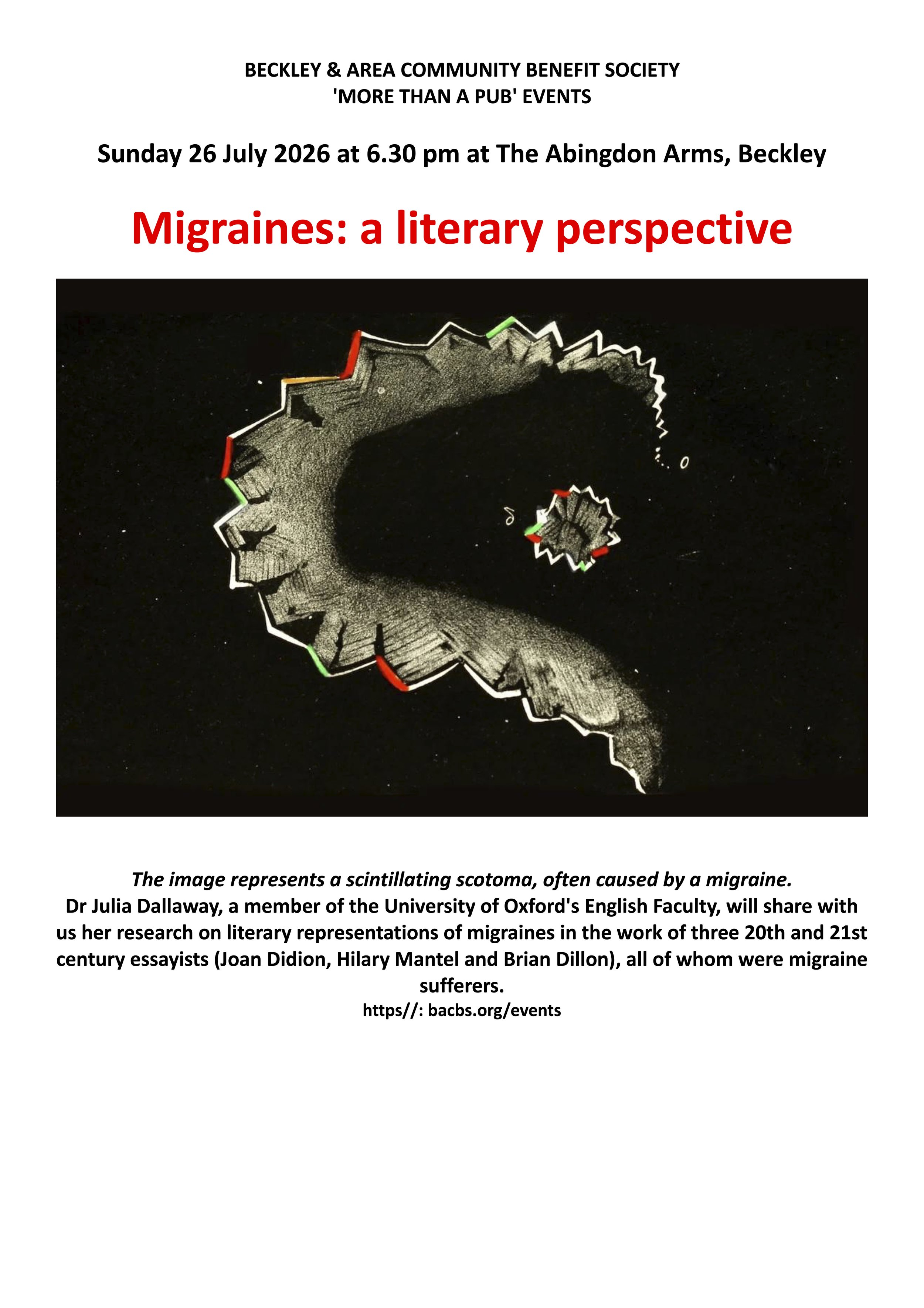 Dr Julia Dallaway: Migraines-a literary perspective