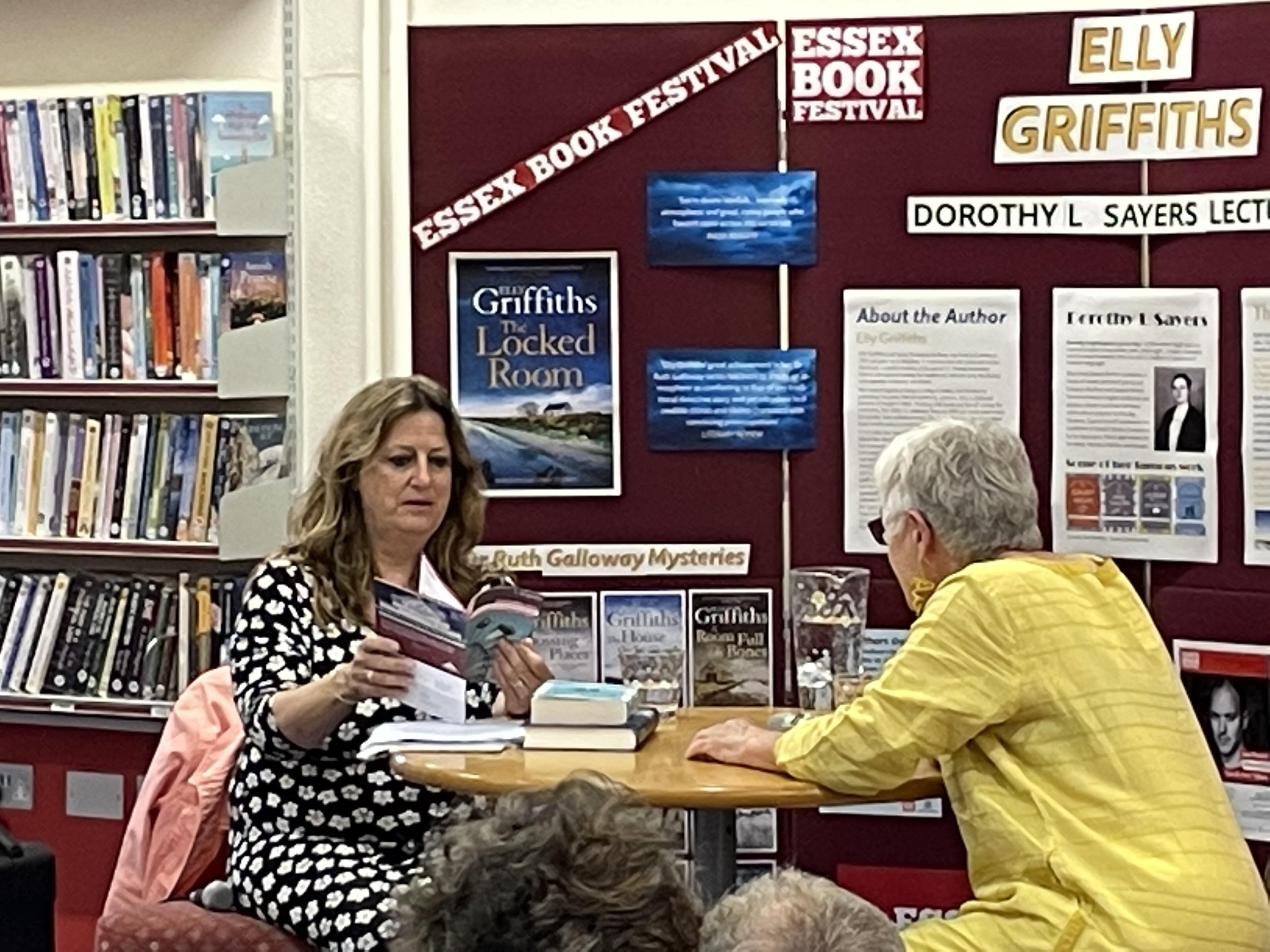 Elly Griffiths with Seona Ford at the Essex Book Festival