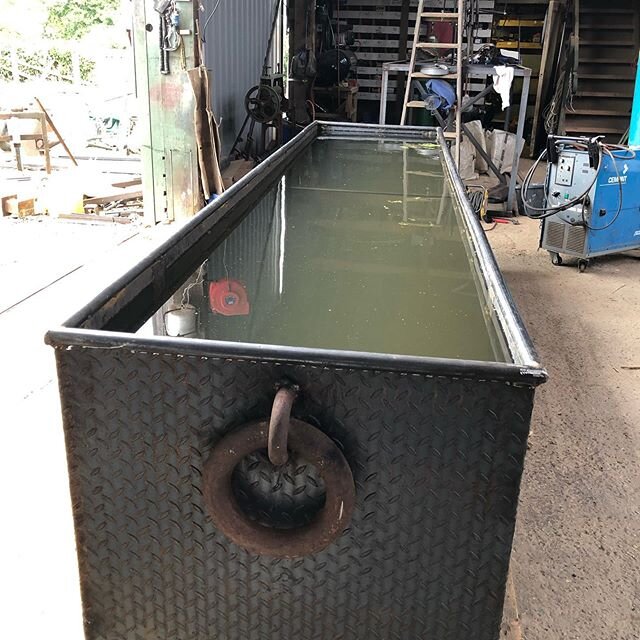 Test run in the workshop to check for leaks 🤞 I have every faith 😊#trough #waterfeature #steelfabrication