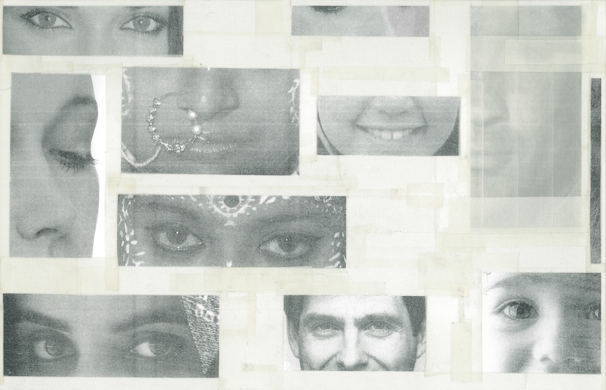 Untitled #1, White 13 x 18.5in. Montage, White Tape