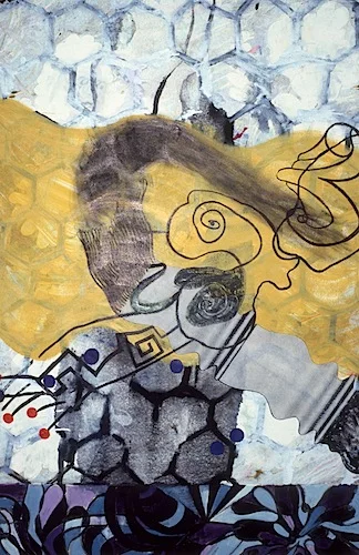"Flip Zone" 22 x 30in. image 18 x 22in. Monotype, Chine colle, Hand Painting 2005