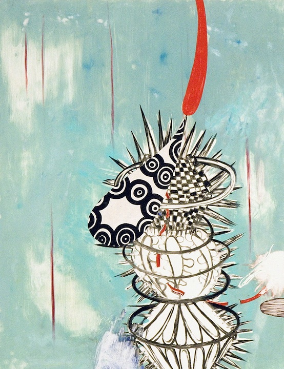 "Eyeliss" 40 x 30in. image 30 x 22inin. Monotype, Chine colle, Hand Painting 1990