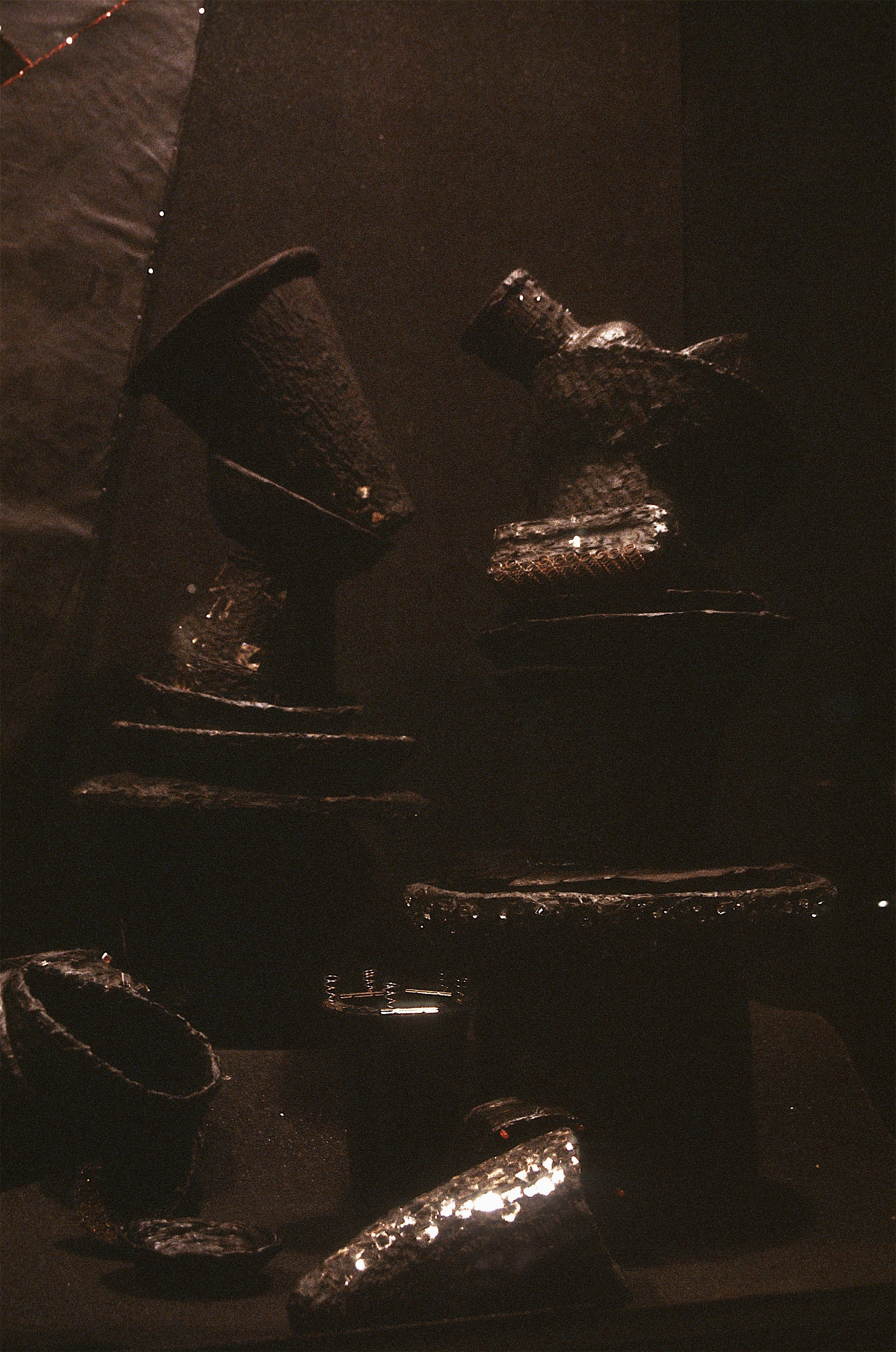 Installation at Windows on White, 1985 found objects, silicone, acrylic paint, caulk, glass