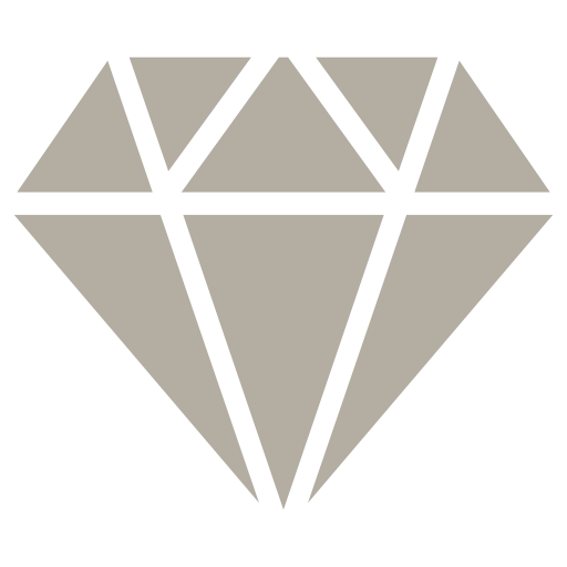 A stylized grey diamond shape with black outlines and geometric sections.