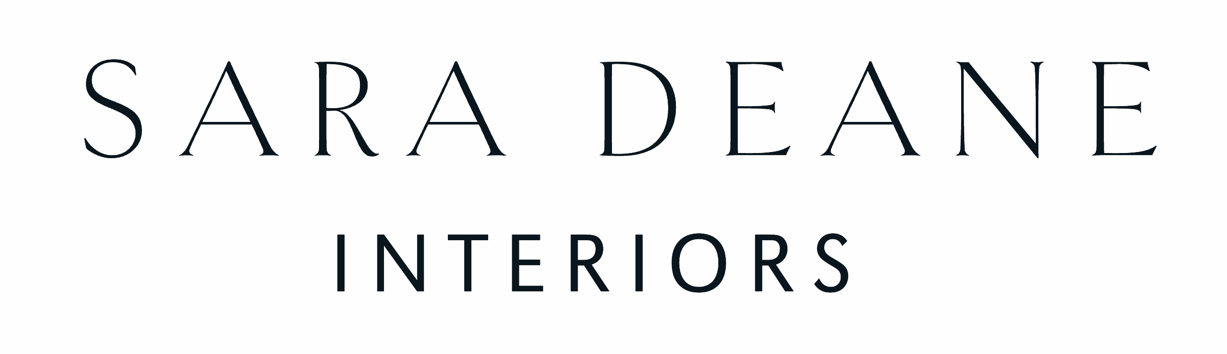 Logo with the text 'Sara Deane Interiors' on a purple background.