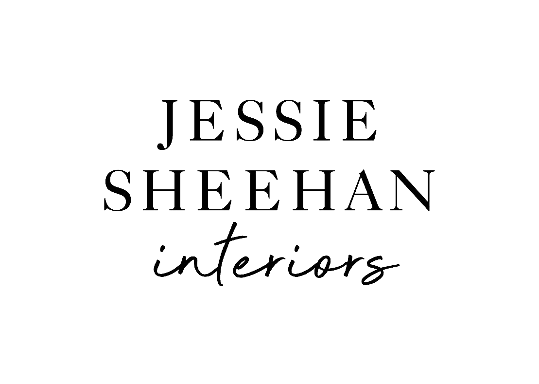 Logo of Jessie Sheehan Interiors with a black background and white text.