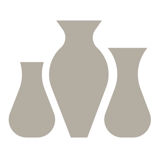 Silhouettes of three vases in different sizes and shapes on a black background.