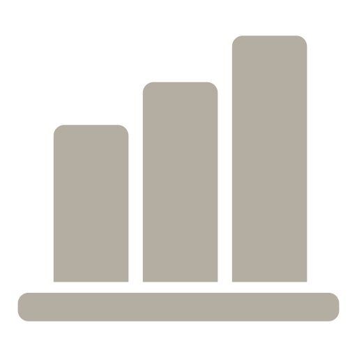 A simple bar graph with three vertical bars of increasing height.