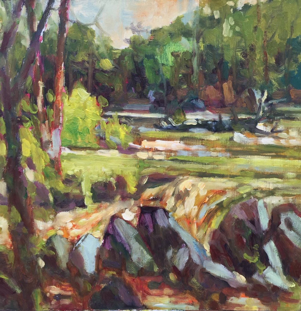 Packer's Fall in Spring, oil, 12 x 12