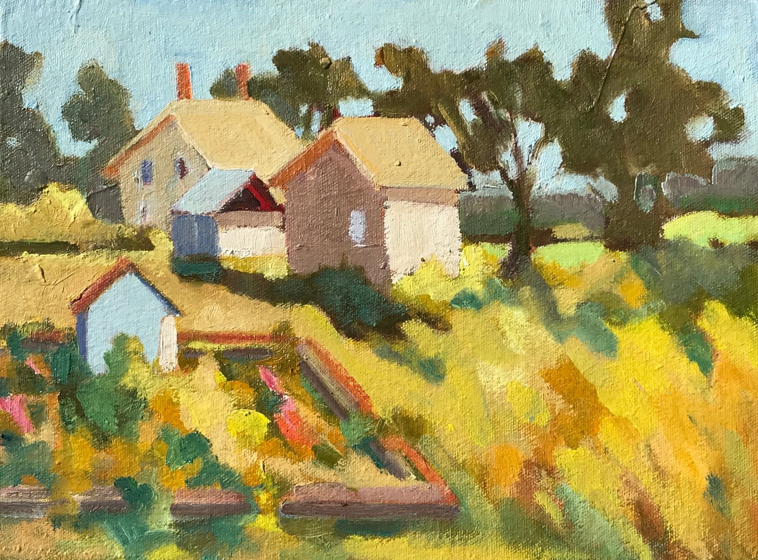 Wagon Hill Veggie Shed, oil, 9 x 12