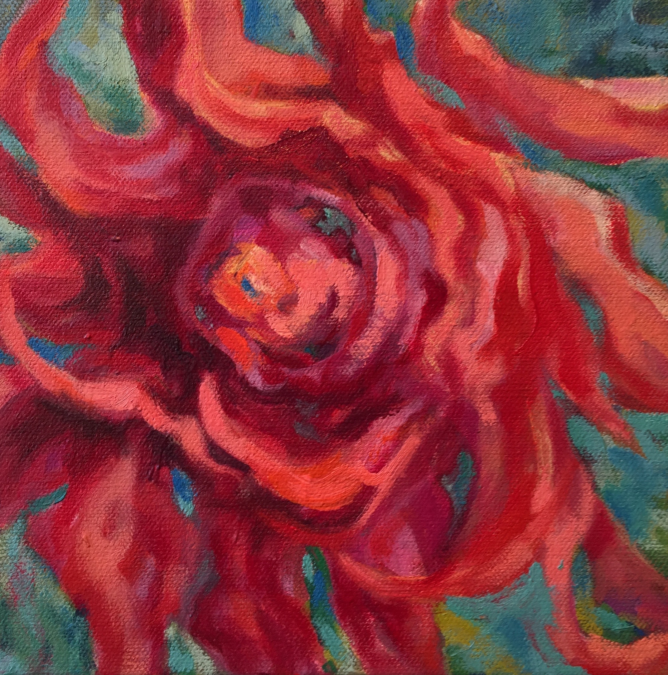 Red Red Rose, oils, 8 x 8