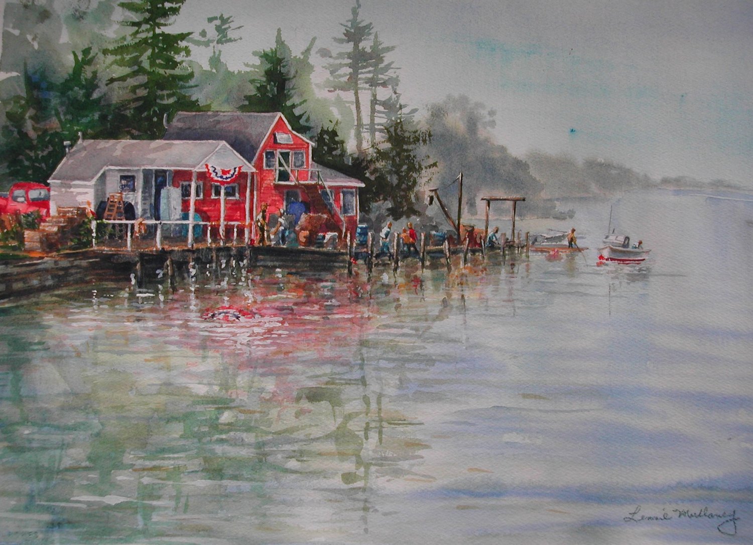 Lobster Pound, watercolor, 11 x 15