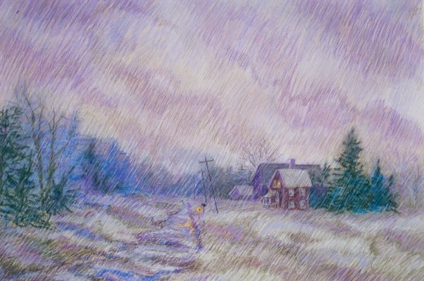Purple Rain, pastel, 18 x 24