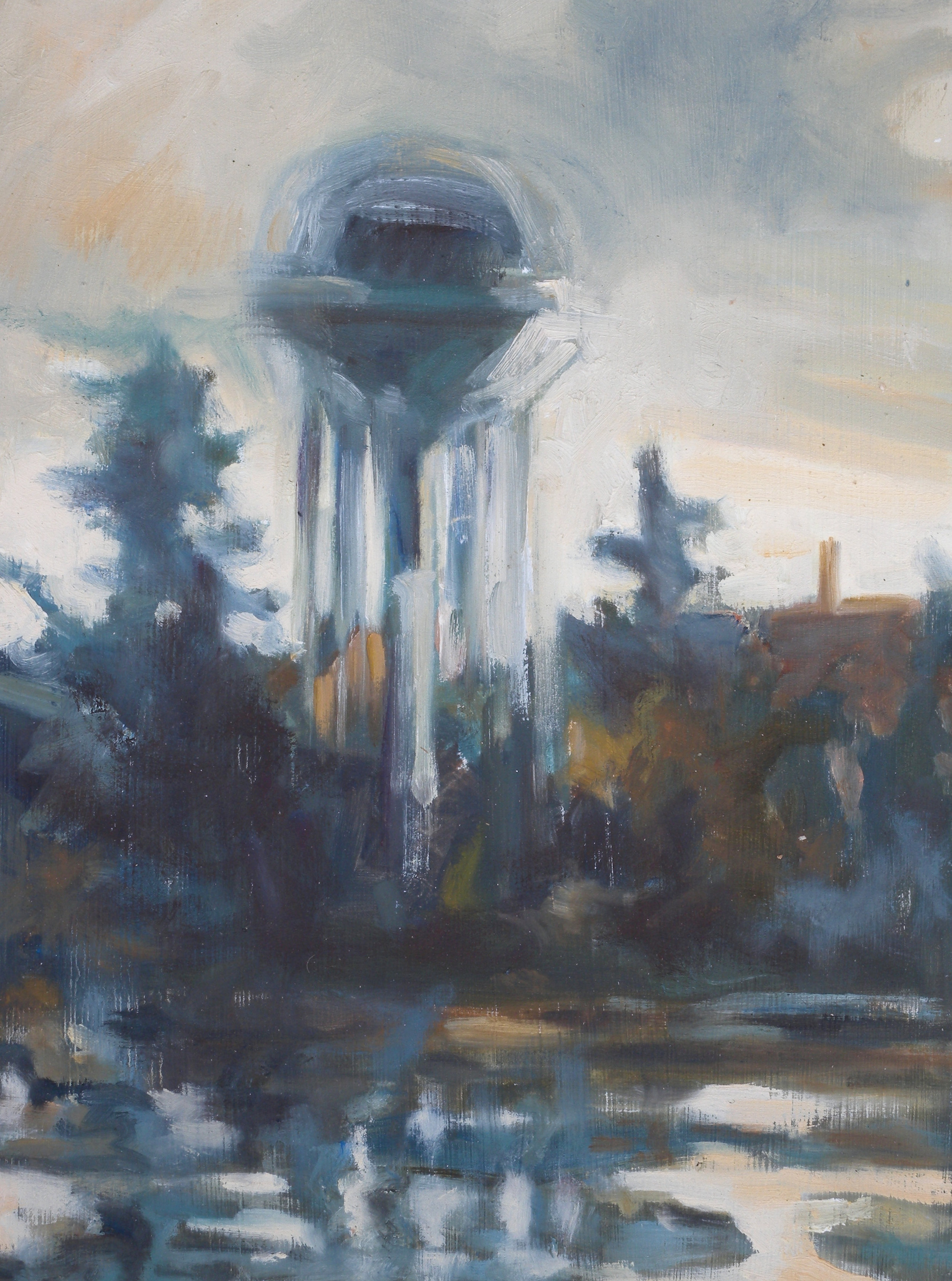 Water Tower, oils, 14 x 16