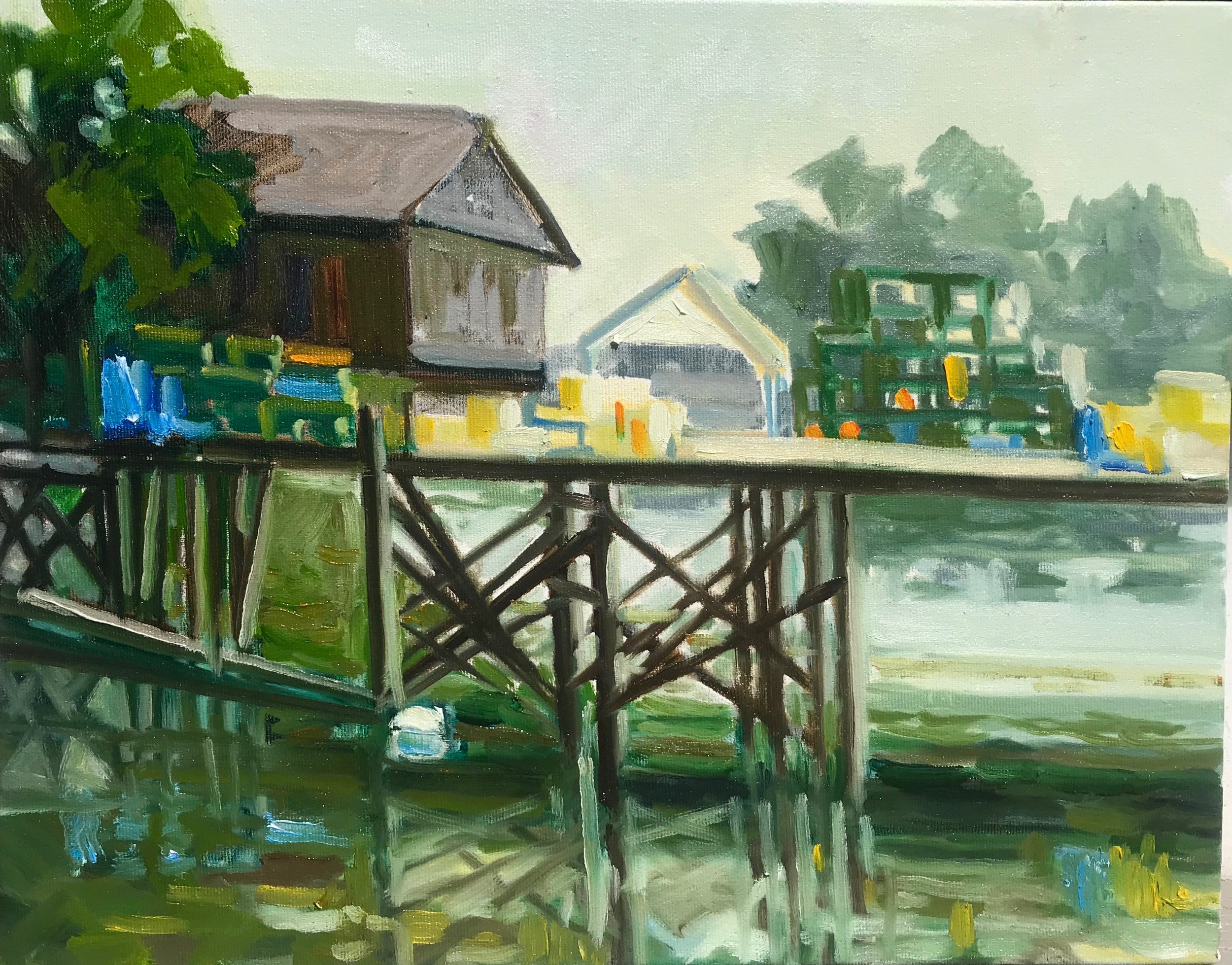 Pier Reflections  oil 11 x 14