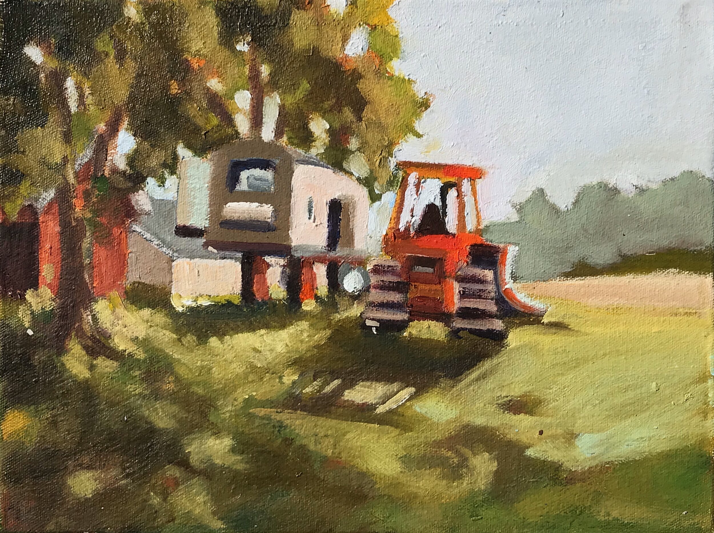 Tractor trailer, oils, 9x12