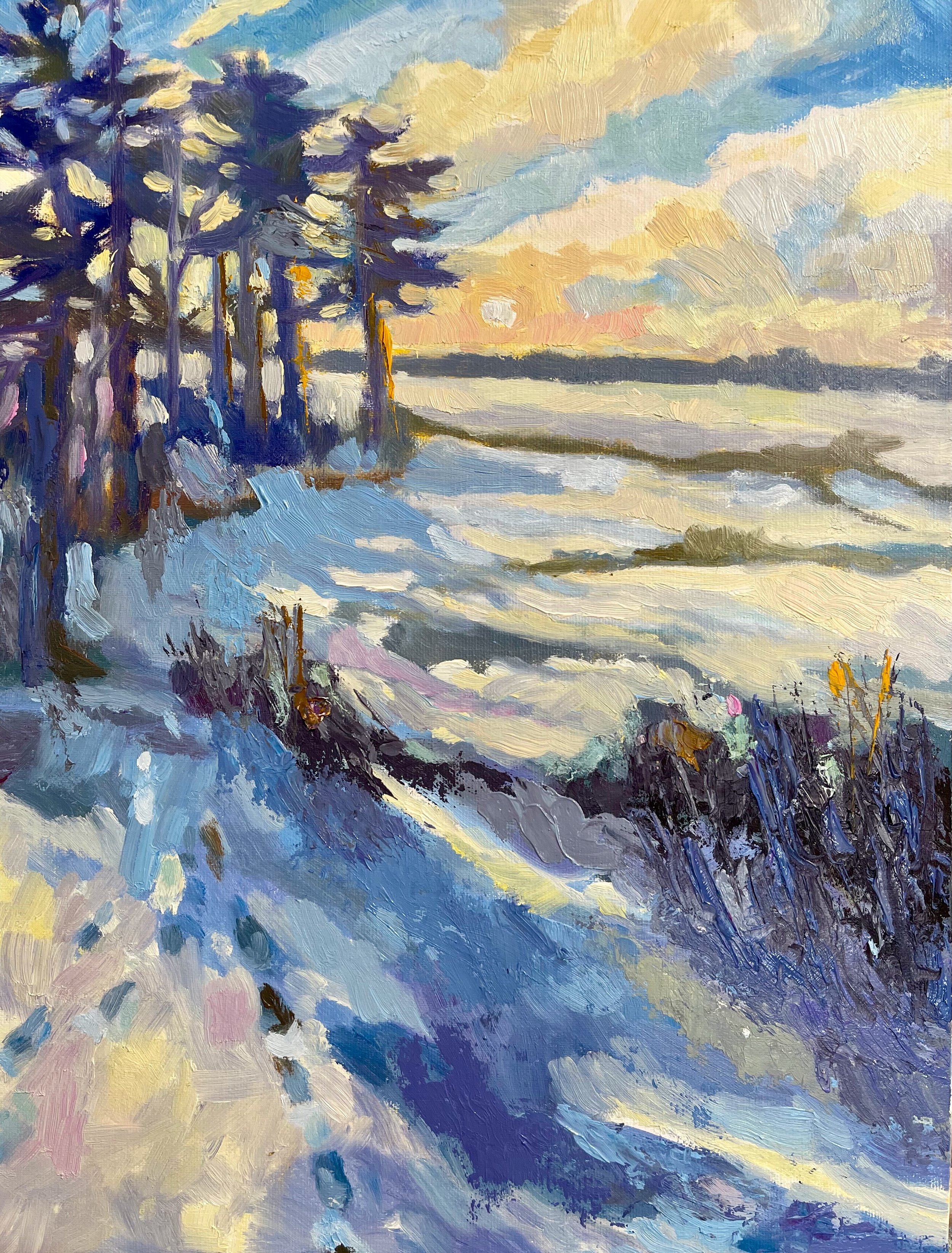 Winter Sunrise, oils, 9 x 12