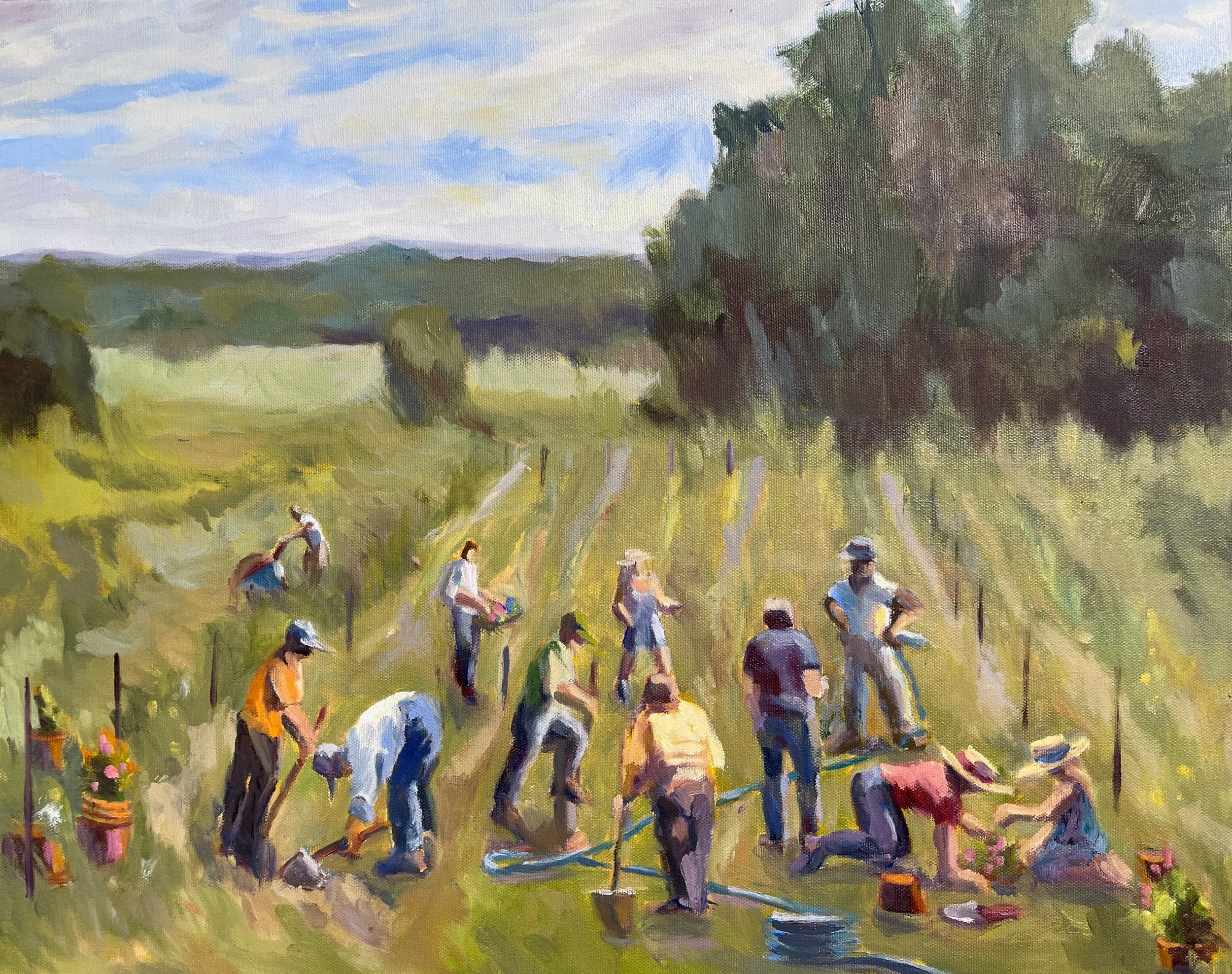 Planting a Community, oils, 16x20