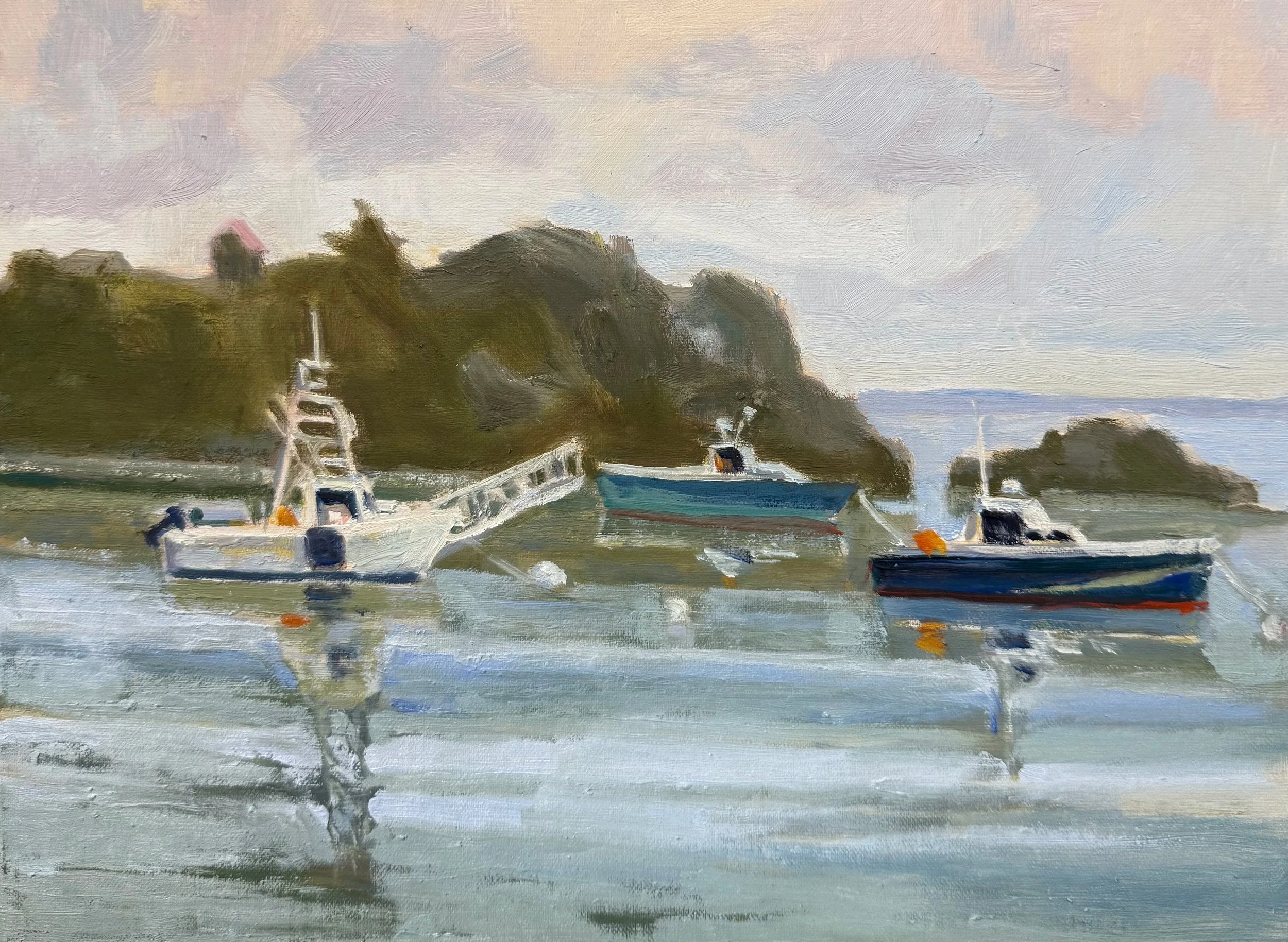 Harbor in the Storm, oils, 9 x 12