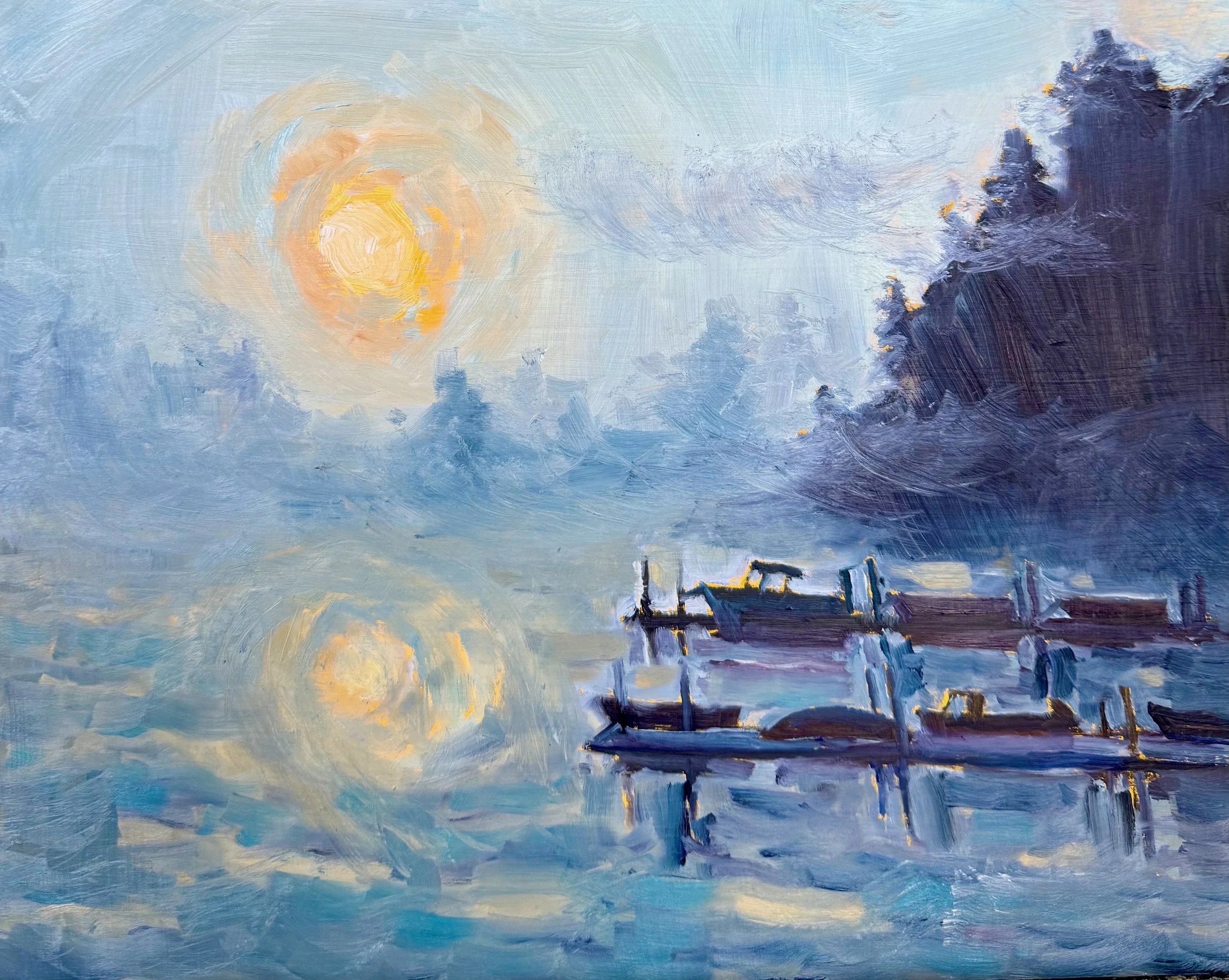 Misty Morning, oils, 11x14