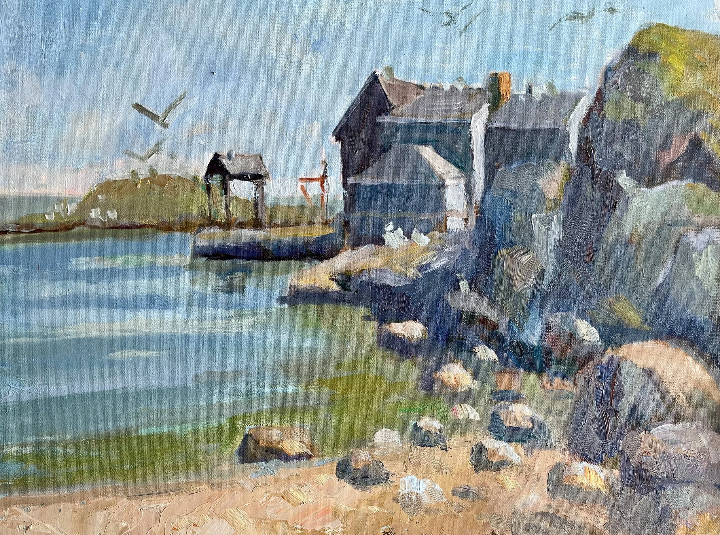 swim beach, oils, 11x14.jpeg