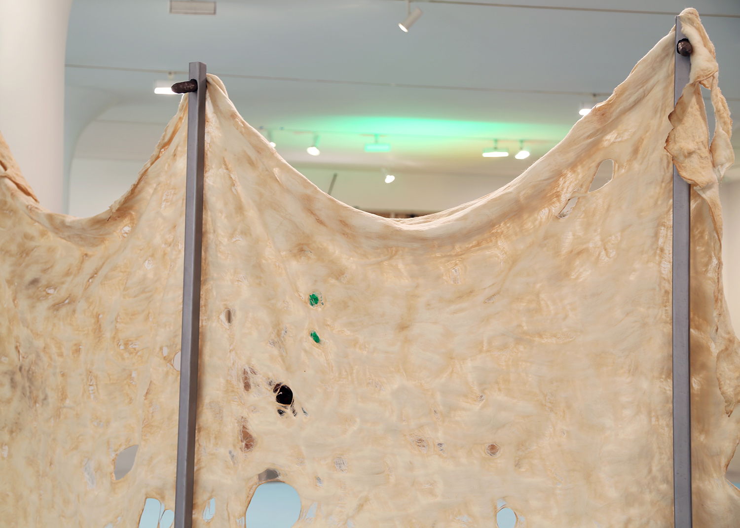 Rub down 2014 Steel, ceramic, felted wool, jerk spice 144 " x 96 "