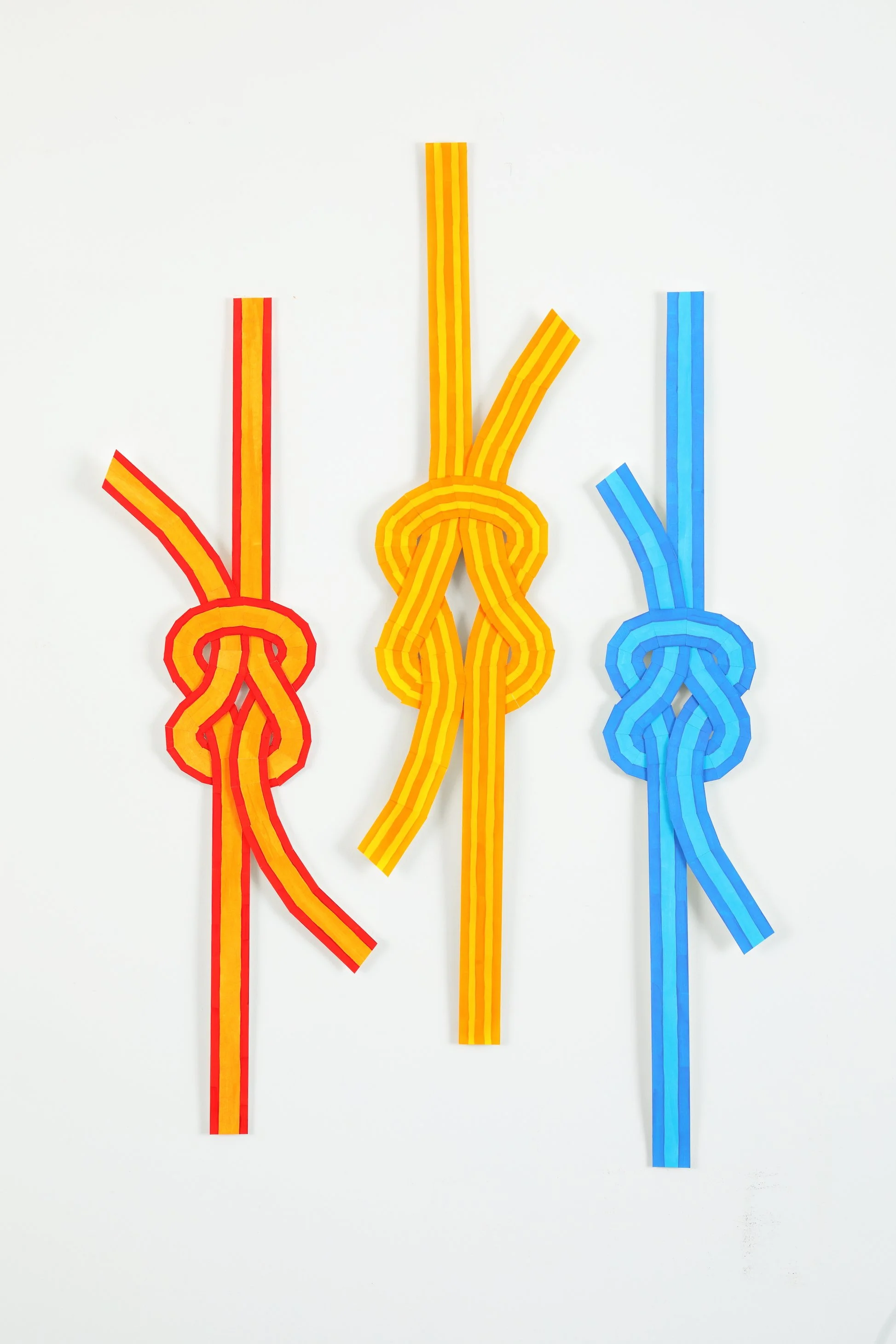 3 Theif Knots, Thief knots, acrylic on paper, cut and assembled, 35 x 8”  each