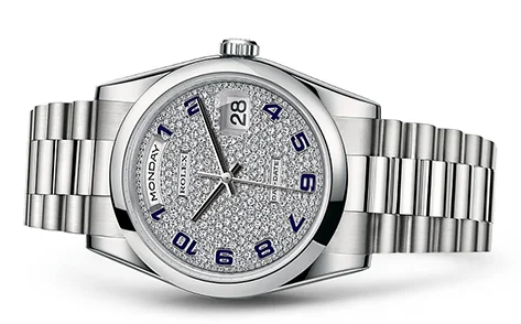 Rolex Day-Date 36mm Platinum Pave 118206 Retail Price: $71,750 Our Price: $60,900 Call for additional savings: 215-922-4367