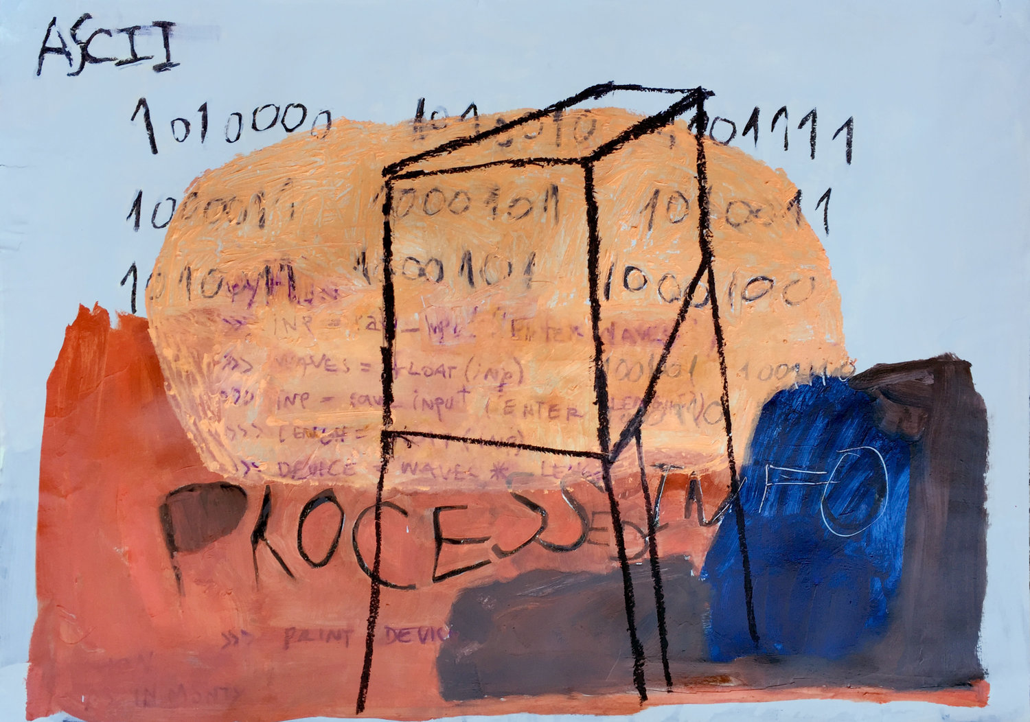Processed Info oil, charcoal and oil pastel on paper / 70cm x 100cm