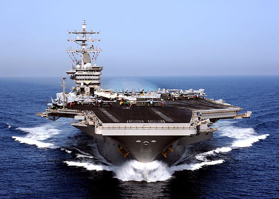 No other country in the world has a fleet of large-deck, nuclear-powered aircraft carriers like the USS Dwight D. Eisenhower, pictured above. Displacing 100,000 tons of water and standing over 20 stories high, these vessels are the biggest warships ever built. (U.S. Navy photo by Mass Communication Specialist 2nd Class Rafael Figueroa Medina/Released)