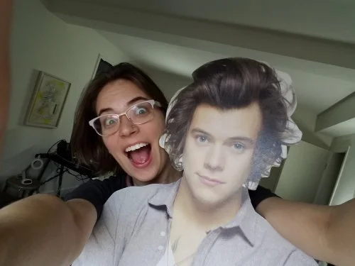 Flourish takes a selfie with her Harry Styles standee.