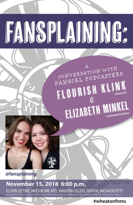 A poster advertising the Fansplaining event at Wheaton College.