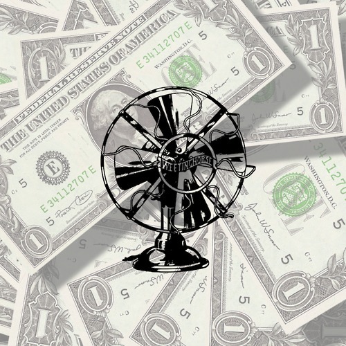 Episode 65’s cover: the fan logo superimposed over a pile of money.