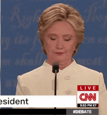A gif. Hillary looks real unimpressed. She’s wearing a fabulous white suit.