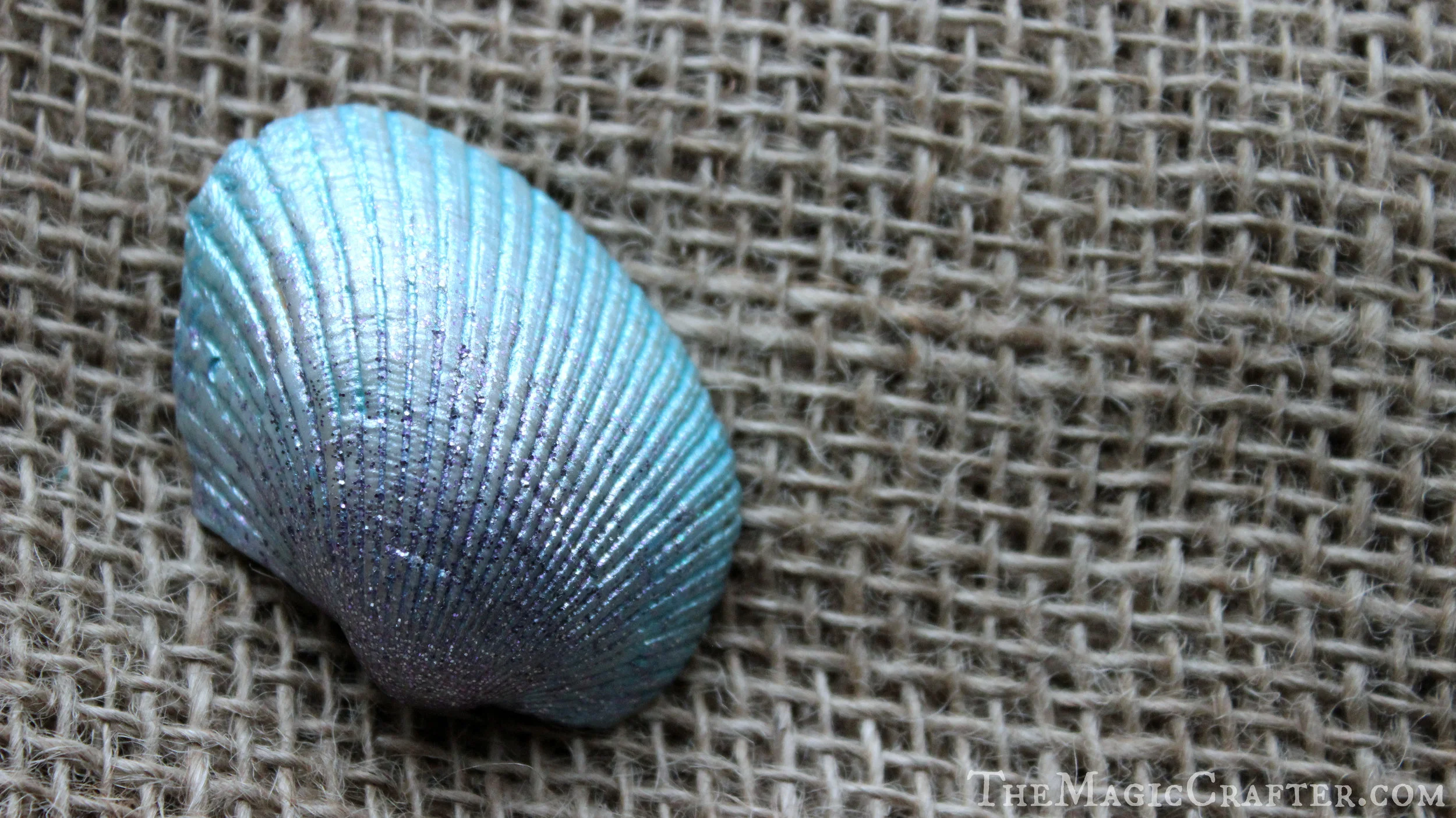 For this seashell, the " Aquarium " colored paint was used as a base yet again. However, in this instance it was paired with " Purple Sapphire " to create a stunning purple-blue ombre effect.